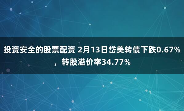 投资安全的股票配资 2月13日岱美转债下跌0.67%，转股溢价率34.77%
