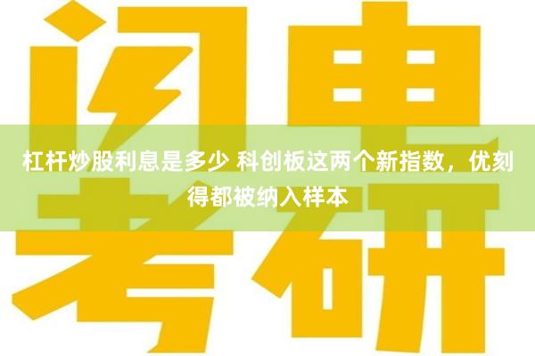 杠杆炒股利息是多少 科创板这两个新指数，优刻得都被纳入样本