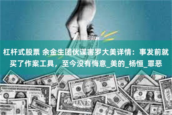 杠杆式股票 余金生团伙谋害罗大美详情：事发前就买了作案工具，至今没有悔意_美的_杨恒_罪恶