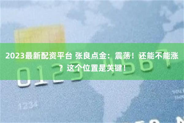 2023最新配资平台 张良点金：震荡！还能不能涨？这个位置是关键！