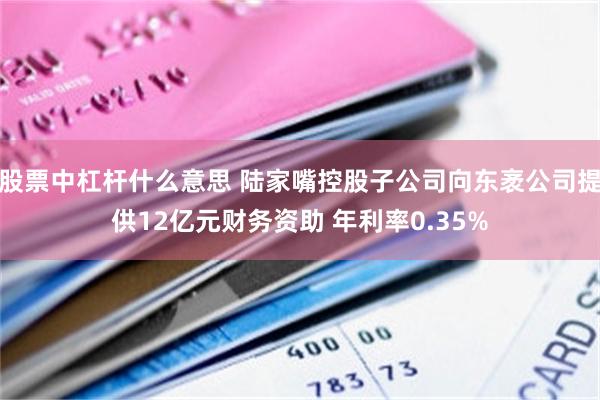 股票中杠杆什么意思 陆家嘴控股子公司向东袤公司提供12亿元财务资助 年利率0.35%