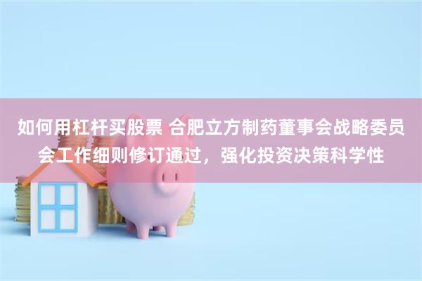 如何用杠杆买股票 合肥立方制药董事会战略委员会工作细则修订通过，强化投资决策科学性