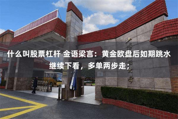 什么叫股票杠杆 金语梁言：黄金欧盘后如期跳水继续下看，多单两步走；