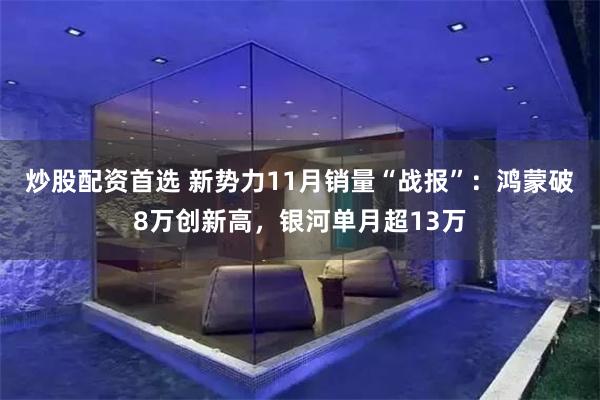 炒股配资首选 新势力11月销量“战报”：鸿蒙破8万创新高，银河单月超13万