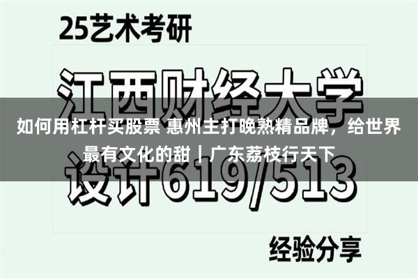 如何用杠杆买股票 惠州主打晚熟精品牌，给世界最有文化的甜｜广东荔枝行天下