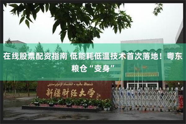 在线股票配资指南 低能耗低温技术首次落地！粤东粮仓“变身”