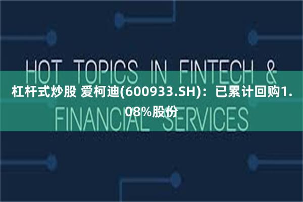 杠杆式炒股 爱柯迪(600933.SH)：已累计回购1.08%股份