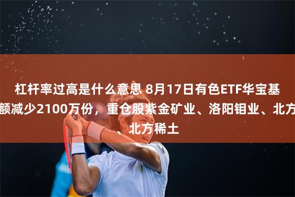 杠杆率过高是什么意思 8月17日有色ETF华宝基金份额减少2100万份，重仓股紫金矿业、洛阳钼业、北方稀土